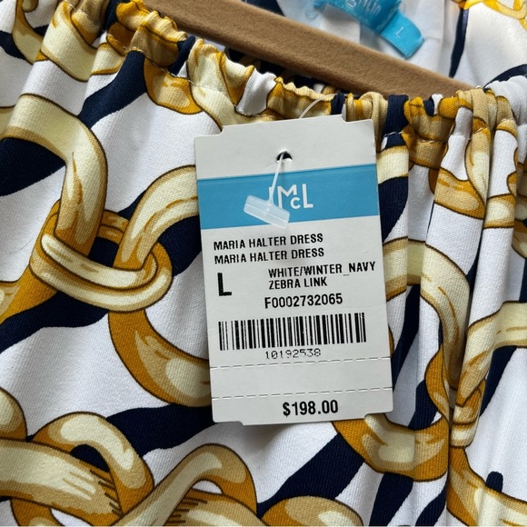 NWT J. McLaughlin Maria Halter Dress Navy Zebra Chains Size Large - Picture 4 of 9